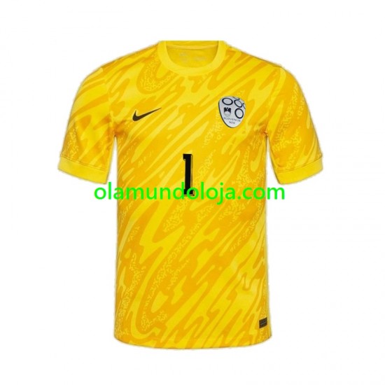 Camisola Eslovénia Jan Oblak 1 Guarda-redes Homem Equipamento Primeiro Euro 2024 Manga Curta